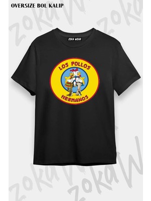 Unisex Oversize Kalıp Breaking Bad Los Pollos Hermanos Tasarım Baskılı Tshirt