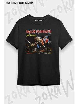 Unisex Oversize Kalıp Trooper Iron Maiden Tasarım Baskılı Tshirt
