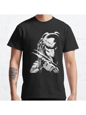 Bol Kalıp Unisex Predator Tasarım Baskılı Tshirt