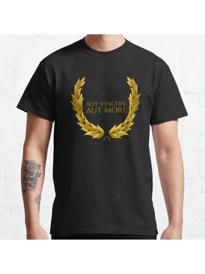Bol Kalıp Unisex Aut Vincere Aut Mori. Ancient Rome Latin Motto Tasarım Baskılı Tshirt