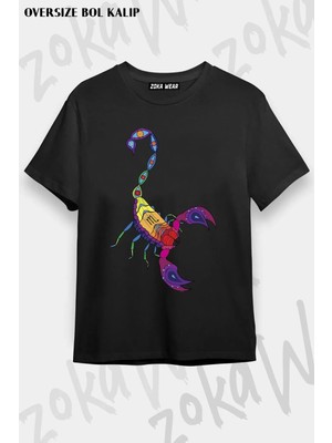 Unisex Oversize Kalıp Akrep Burcu V3 Tasarım Baskılı Tshirt