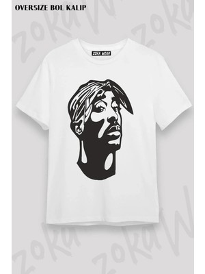 Unisex Oversize Kalıp 2pac Tupac Shakur Tasarım Baskılı Tshirt