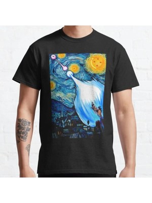 Bol Kalıp Goku Vs Vegeta Dragon Ball Z Starry Night Tasarım Baskılı T-Shirt