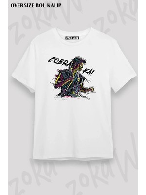 Unisex Oversize Kalıp Cobra Kai V4 Tasarım Baskılı Tshirt
