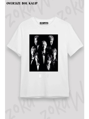 Unisex Oversize Kalıp Band Bts Tasarım Baskılı Tshirt