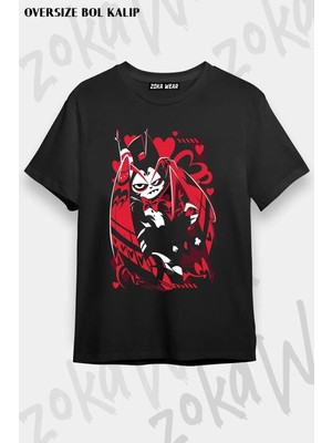 Unisex Oversize Kalıp Hazbin Hotel Husk Tasarım Baskılı Tshirt