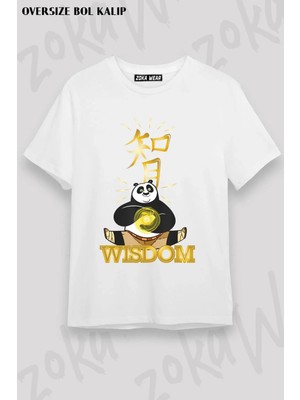 Unisex Oversize Kalıp Kung Fu Panda Wisdom Po Tasarım Baskılı Tshirt
