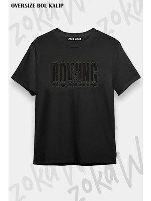 Unisex Oversize Kalıp Rowing Tasarım Baskılı Tshirt