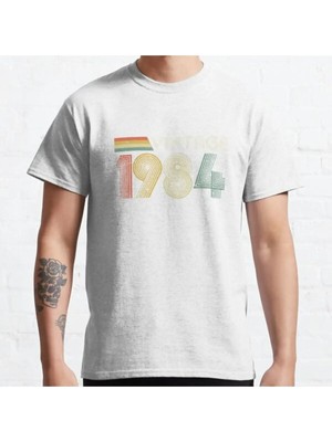 Bol Kalıp Unisex Vintage 1984, 40TH Birthday Gift Tasarım Baskılı Tshirt