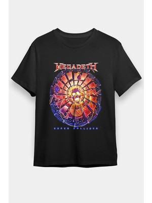 Unisex Bol Kalıp Megadeth Baskılı Siyah Tişört - Tshirt