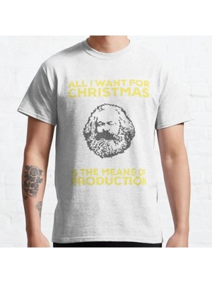 Bol Kalıp Unisex Karl Marx Ugly Christmas Sweater All I Want For Christmas Tasarım Baskılı Tshirt
