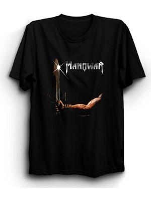 Unisex Bol Kalıp Manowar, Rock, Metal Tişört