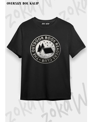 Unisex Oversize Kalıp Outdoor Book Readers Club Tasarım Baskılı Tshirt