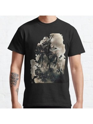 Bol Kalıp Unisex Nier:automata Tasarım Baskılı Tshirt