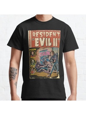 Bol Kalıp Unisex Resident Evil 2 Fan Art Comic Book Cover Tasarım Baskılı Tshirt