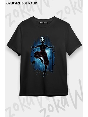 Unisex Oversize Kalıp Aang Avatar Tasarım Baskılı Tshirt