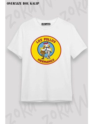 Unisex Oversize Kalıp Breaking Bad Los Pollos Hermanos Tasarım Baskılı Tshirt