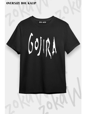 Unisex Oversize Kalıp Logo Gojira Tasarım Baskılı Tshirt