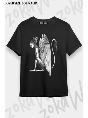 Unisex Oversize Kalıp Alcest Tasarım Baskılı Tshirt