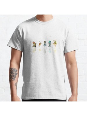Bol Kalıp Unisex Wonderland Starry Night Alice In Wonderland Tasarım Baskılı Tshirt