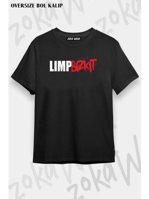Unisex Oversize Kalıp Limp Bizkit Logo Tasarım Baskılı Tshirt