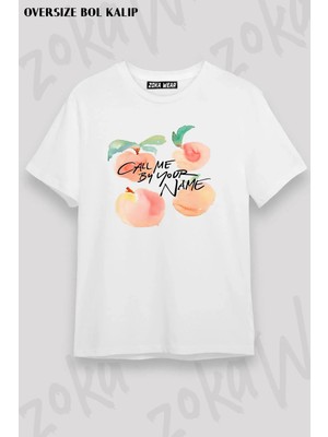 Unisex Oversize Kalıp Call Me By Your Name Peaches Tasarım Baskılı Tshirt