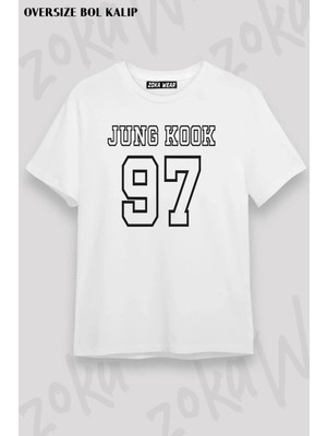 Unisex Oversize Kalıp 97 K Pop Jungkook Bts Tasarım Baskılı Tshirt