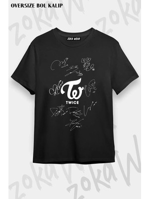 Unisex Oversize Kalıp Signs K Pop Twice Tasarım Baskılı Tshirt