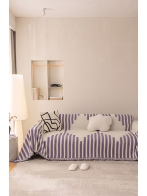 Rell Home Modern Desenli Kaymaz Pamuklu Koltuk Örtüsü & Koltuk Şalı & Çok Amaçlı Dekoratif Örtü