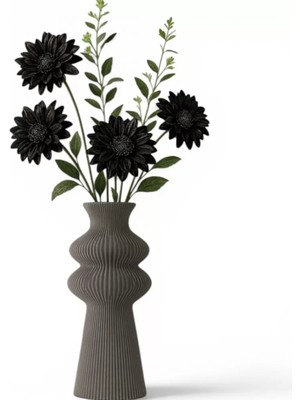 Fırsatkolik Premi̇um Iskandi̇nav Rusti̇k Plasti̇k 3D Dekorati̇f Vazo Gri