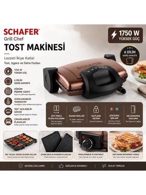 Schafer Grill Chef Tost Makinesi-Kahverengi