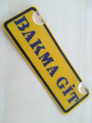Buççin Online Mağaza Bakma Git Yazılı Sarı Dekor Plaka 22X7,5CM Vantuzlu Pleksi Dekor Levha Sarı Plaka
