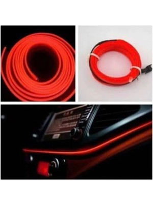 Buççin Online Mağaza Araç Araba Içi Torpido Şerit Ledi Renkli Ip Neon Ip LED 3 mt Kırmızı Çakmaklık Soketli