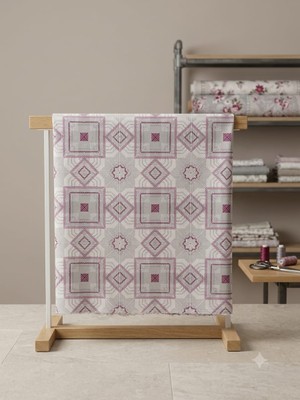 Erca Home Tekstil Ürünleri 240 cm En Metrelik Kumaş – Kaliteli, Şık ve Çok Amaçlı Kullanım (Perde, Ev Tekstili,nevresim Dekorasyon)Geometrik Pembe