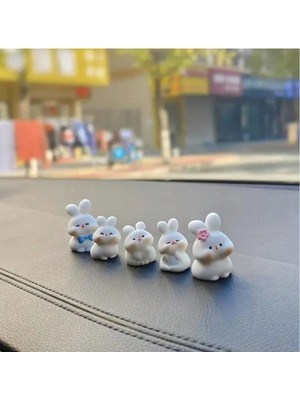 Buççin Online Mağaza Arabanıza Sevimli Bir Dokunuş: 5'li Mini Tavşan Dekorasyon Seti