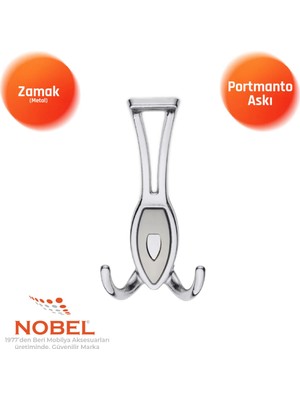 Nobel Zepli̇n Portmanto Askısı, Metal Vestiyer Askısı, 84 Gr, Dolap ve Duvar Askılığı, Açik Krom Matkrom (Vidalı)