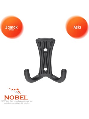 Nobel Emet Askı, Metal Vestiyer Askısı, 29 Gr, Dolap ve Duvar Askılığı, Matsi̇yah (Vidalı)