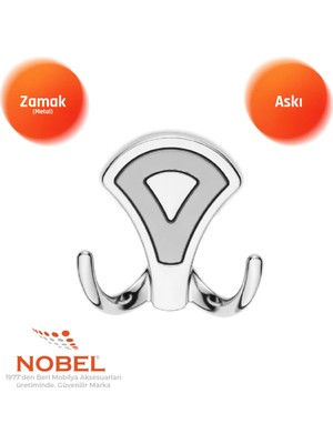 Nobel Di̇lay Askı, Metal Vestiyer Askısı, 40 Gr, Dolap ve Duvar Askılığı, Krom Matkrom (Vidalı)