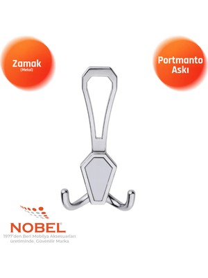 Nobel Vi̇lla Portmanto Askısı, Metal Vestiyer Askısı, 48 Gr, Dolap ve Duvar Askılığı, Krom Matkrom (Vidalı)