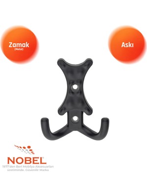 Nobel Enez Askı, Metal Vestiyer Askısı, 37 Gr, Dolap ve Duvar Askılığı, Matsi̇yah (Vidalı)