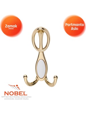 Nobel Arya Portmanto Askısı, Metal Vestiyer Askısı, 72 Gr, Dolap ve Duvar Askılığı, Altin (Vidalı)