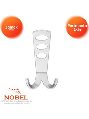 Nobel Seylan Portmanto Askısı, Metal Vestiyer Askısı, 110 Gr, Dolap ve Duvar Askılığı, Krom (Vidalı)