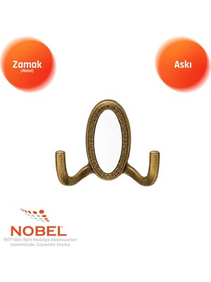 Nobel Seçi̇l Askı, Metal Vestiyer Askısı, Gr, Dolap ve Duvar Askılığı, Anti̇k Sari (Vidalı)