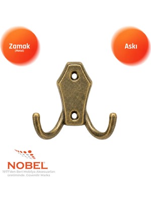 Nobel Ri̇ko Askı, Metal Vestiyer Askısı, 54 Gr, Dolap ve Duvar Askılığı, Anti̇k Sari (Vidalı)