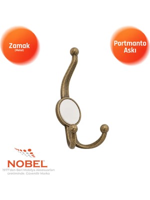 Nobel Mi̇sket Portmanto Askısı, Metal Vestiyer Askısı, 23 Gr, Dolap ve Duvar Askılığı, Anti̇k Sari (Vidalı)