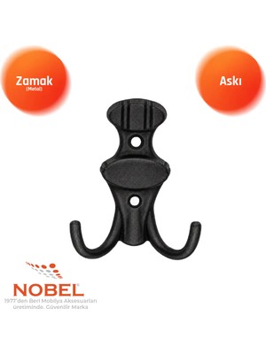 Nobel Çi̇zgi̇li̇ Askı, Metal Vestiyer Askısı, 37 Gr, Dolap ve Duvar Askılığı, Matsi̇yah (Vidalı)