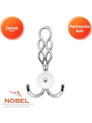 Nobel Örgü Portmanto Askısı, Metal Vestiyer Askısı, - Gr, Dolap ve Duvar Askılığı, Krom (Vidalı)