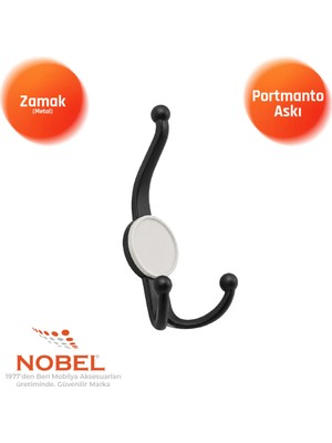 Nobel Mi̇sket Portmanto Askısı, Metal Vestiyer Askısı, 23 Gr, Dolap ve Duvar Askılığı, Matsi̇yah (Vidalı)