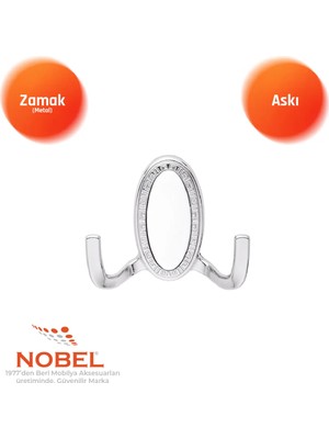 Nobel Seçi̇l Askı, Metal Vestiyer Askısı, Gr, Dolap ve Duvar Askılığı, Krom (Vidalı)