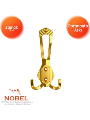 Nobel Has Portmanto Askısı, Metal Vestiyer Askısı, 50 Gr, Dolap ve Duvar Askılığı, Altin (Vidalı)
